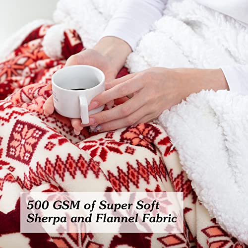 Inhand Sherpa Christmas Throw Blanket For Adults, Fleece Flannel Holiday Blankets And Throws, Cozy Warm Fuzzy Fluffy Soft Throw Blankets For Couch Bed, Gifts For Women Men & Kids(51" X 63", Red) #TOP4