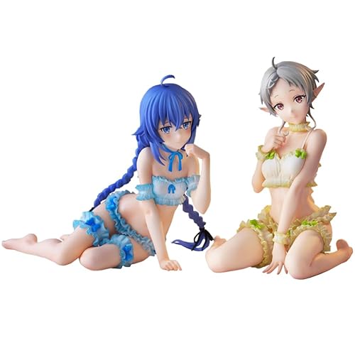HDNJTCY 2pcs Roxy Migurdia Figure Sylphy Action Figure 4.3" PVC Kneeling Position Model Statue Desk Ornaments Collections