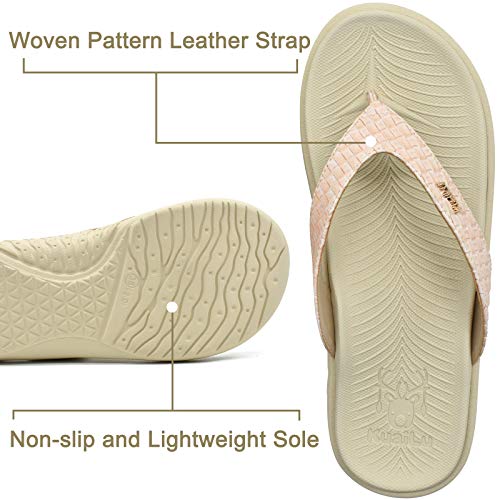 Image of KuaiLu Womens Flip Flops Arch Support Yoga Mat Cushioned Thong Sandals | Ladies Comfortable Walking Slides For Plantar Fasciitis Slip On Indoor Outdoor For Summer