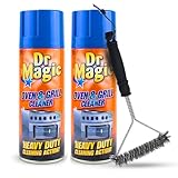 BBQ Cleaner Foam Spray with Grill Cleaning Brush, Heavy Duty Degreaser, Non-Scratch, Removes Baked-On Food, Grease & Residue, 2 Pack