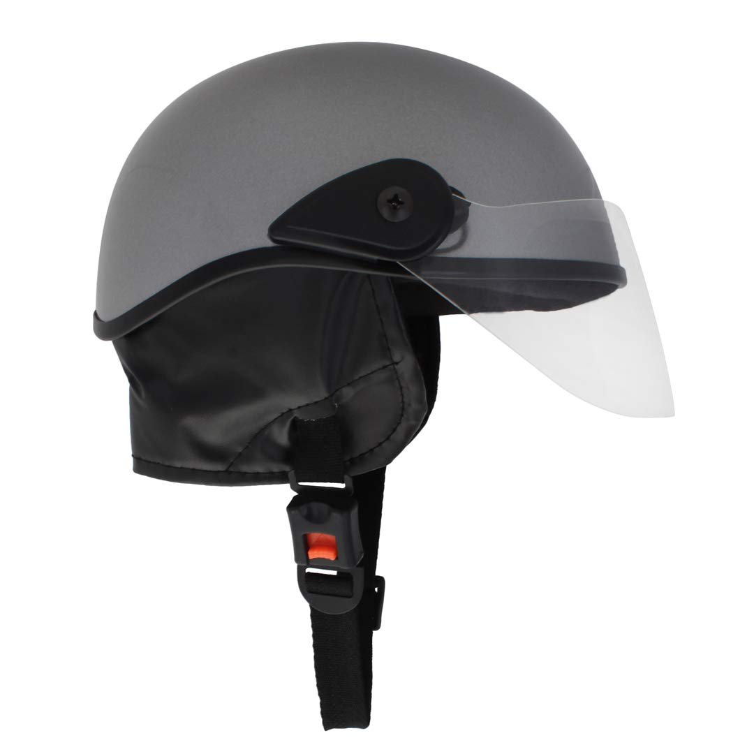 Western Era Unisex Half Helmet for Men & Women | Clear Visor | Comfort & Safety | Enhanced Design | Color - Silver Glossy (Medium)