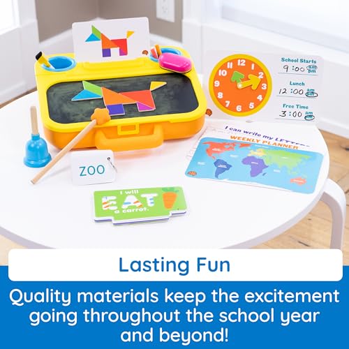 Image of Fat Brain Toys Pretendables School Set, Pretend Play Toys with Magnetic Alphabet Letters and Storage, Alphabet Learning Toys, Pretend Play Teacher Set, Ages 3+