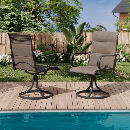 MELLCOM Padded Textilene Swivel Chairs