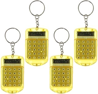 Calculadora de Bolso Calculadora Chaveiro: 4 Pcs Mini Calculadora Chaveiro Portátil Pequena Calculadora Eletrônica Amarela Chaveiros Calculadoras para Crianças Estudantes Escola