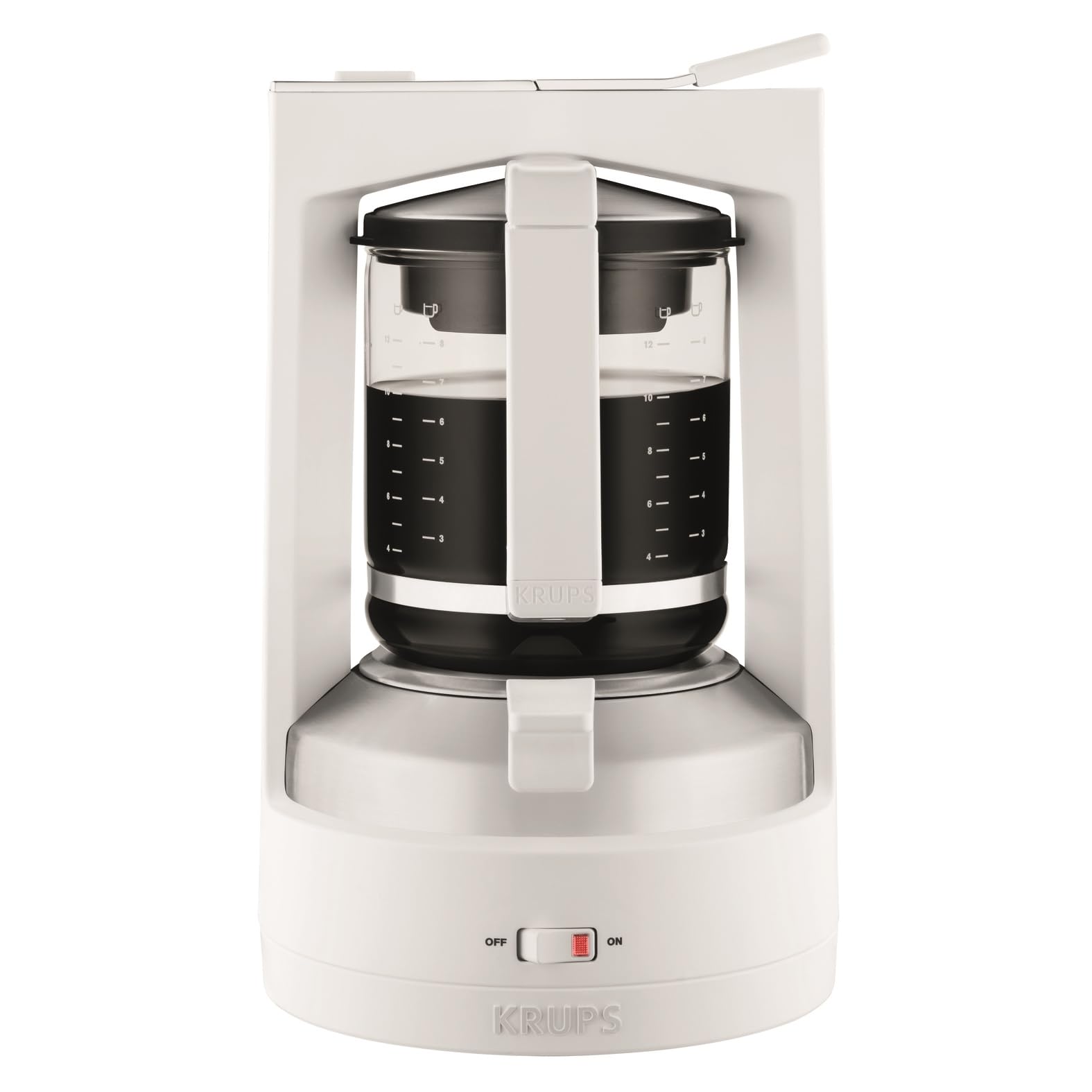 Krups Filterkaffeemaschine T8, 850 Watt, Kaffeemaschine mit automatische Abschaltung, 8-12 Tassen, 1l Wasserbehälter, beleuchteter Ein- Ausschalter, weiß, KM4682