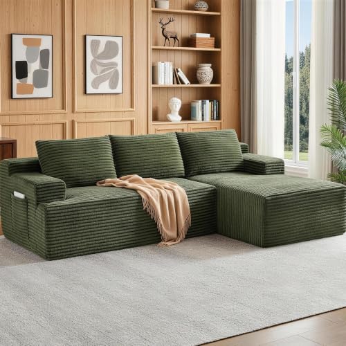 Image of Boneless Couch, Modular Sectional Couches for Living Room, U-Shaped Cloud Couch Sofa with Deep Seat, Fluffy Corduroy Upholstered Corner Sofa