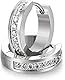 LOLIAS Edelstahl Ohrringe für Damen Zirkonia Creolen Huggie Ohrclips Ohranhänger Silber-Ton 16mm