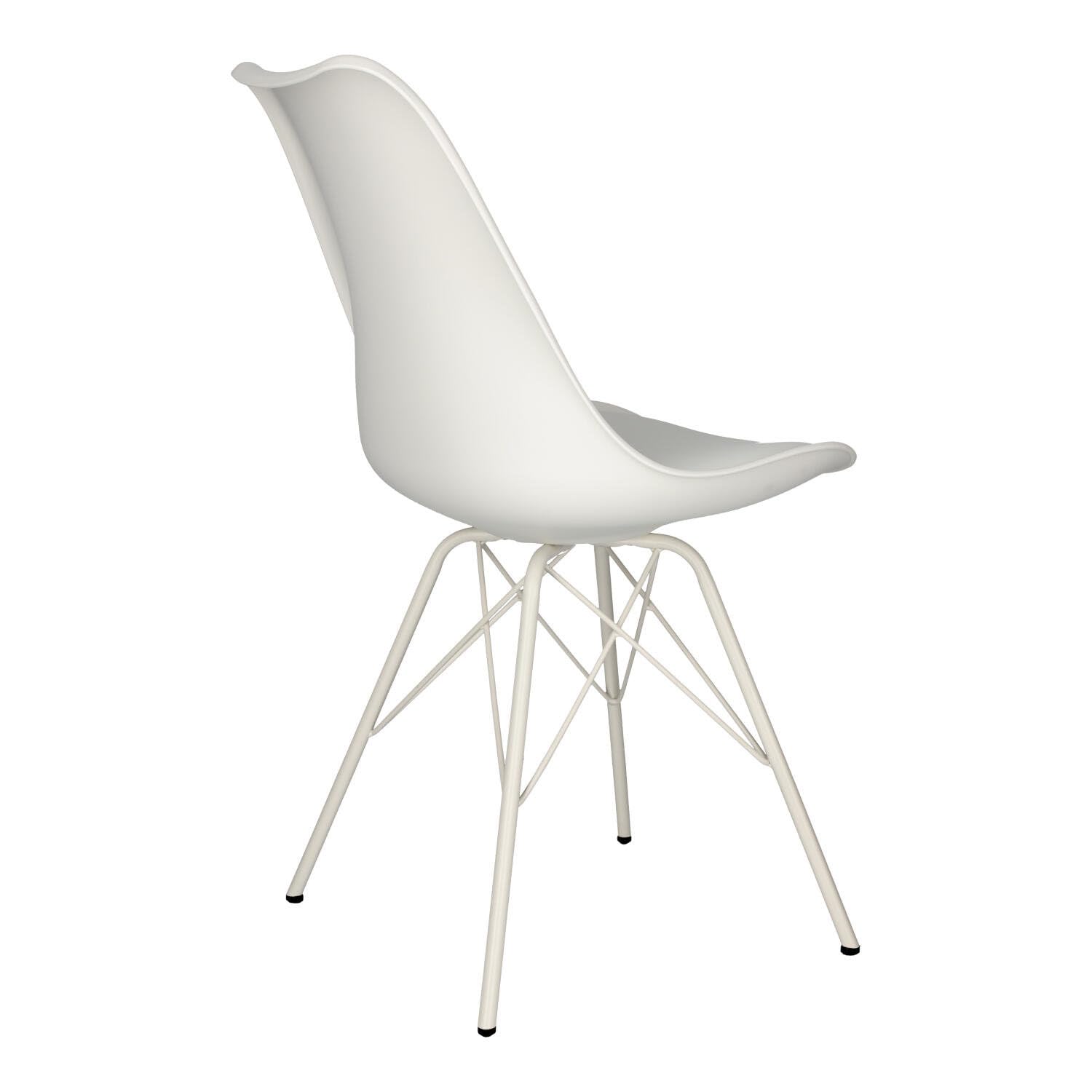 AC Design Furniture Emanuel krzesła do jadalni, zestaw 2 sztuk, szer. 48,5 x wys. : 85,5 x gł. 54 cm, biały/biały, PU/metal, 2 szt
