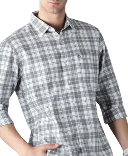 Image of U TURN Men's Cotton Casual Printed Stylish Shirt for Men Plus Size Shirt for Men (SDN-Grey-White-Check-XXL PT)