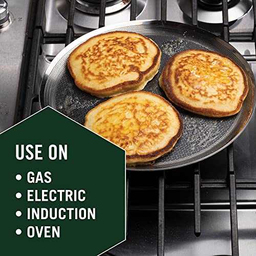 Hexclad 12 Inch Hybrid Stainless Steel Griddle Non-Stick Fry Pan With Stay Cool Handle, Dishwasher And Oven Safe, Works With Induction, Ceramic, Electric, And Gas Cooktops #TOP5