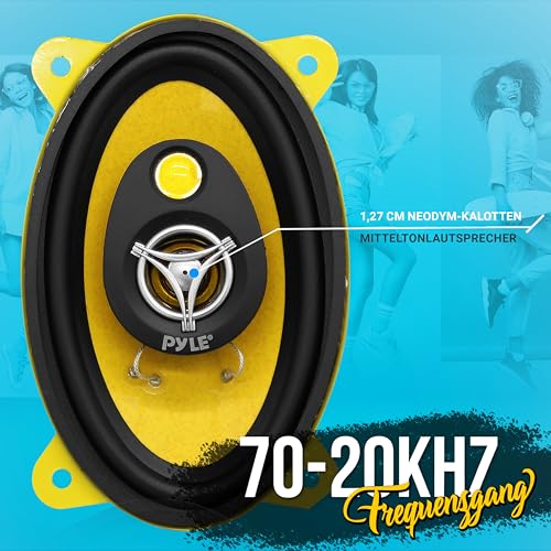 Pyle 4x6 (10.16x15.24 cm) 3-Wege Lautsprecher – 180W 4 Ohm Auto-Komponenten-Set – Mit Gitter & Einbaukit, 30 Oz Magnet, Butylrahmen, 2 Einbautiefe, ideal für OEM-Upgrades & klare Höhen