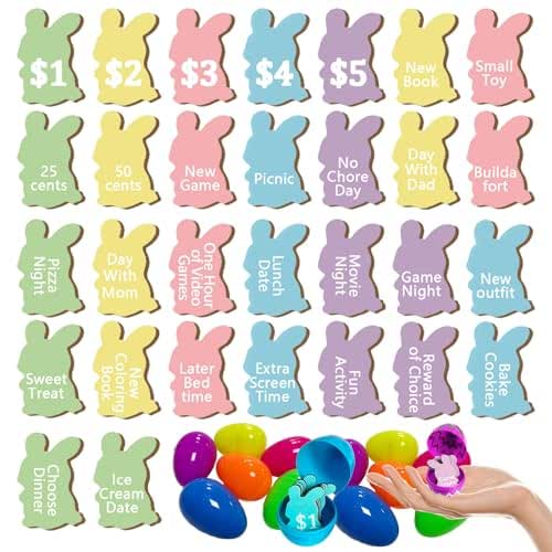 Amazon.com: 60 Set Easter Egg Tokens and Plastic Easter Eggs,30 Real ...