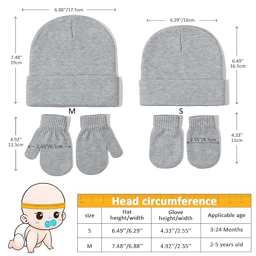 Image of Baby Beanie Hat Gloves Set, Kids Winter Warm Knit Hat with glvoes,Toddler Soft Beanie for Little Boys Little Girls Children
