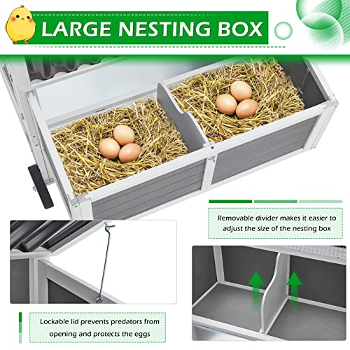 Aecojoy 95" Chicken Coop With Wheels, Hen House Wooden Chicken Hutch Poultry Cage W/Run, Nesting Boxes, Ramps, Removable Tray For Barkyard #TOP3