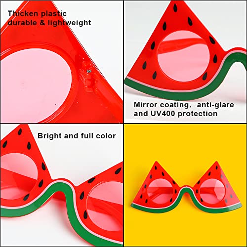 FINGOOO 6 Pairs Watermelon Party Sunglasses,Fruit Shape Watermelon Glasses Hawaiian Tropical Luau Theme Party Accessories4