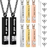 8 Pcs Memorial Urn Necklace Cremation Jewelry for Ashes for Men Women Human Ashes Keepsake Stainless Steel Cremation Pendant Bar Locket with Cubic Zirconia (Silver, Black, Rose Gold, Gold)