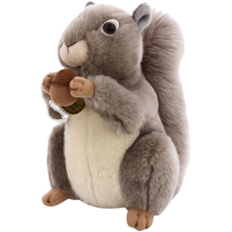 Écureuil gris en peluche réaliste aux finitions soignées pour garçons et filles