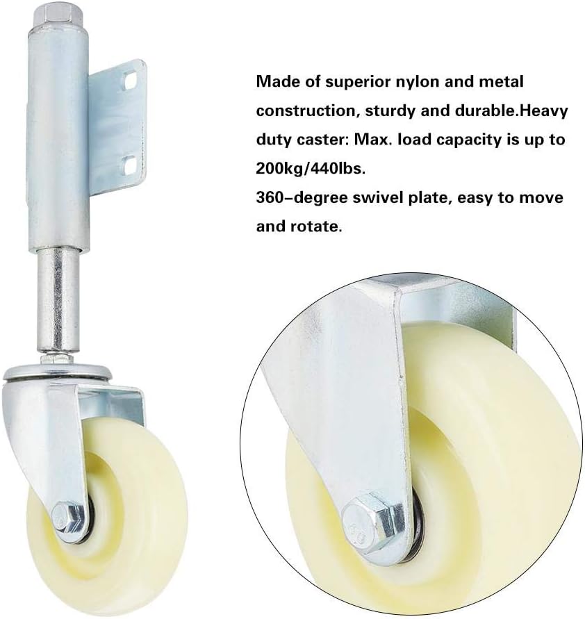 Rеvіеw Prоduсt Swivel Caster Wheels, 4 Nylon Gate Wheel Spring Loaded Swivel Caster Heavy Duty 440lbs Load Capacity Universal Mount for Furniture Table Trolley