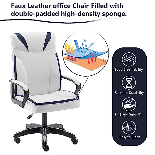 Givenusmyf Home Office Desk Chair, Ergonomic High Back White Chair With Wheels And Arms, Pu Leather Adjustable Swivel Computer Chair For Adult #TOP4