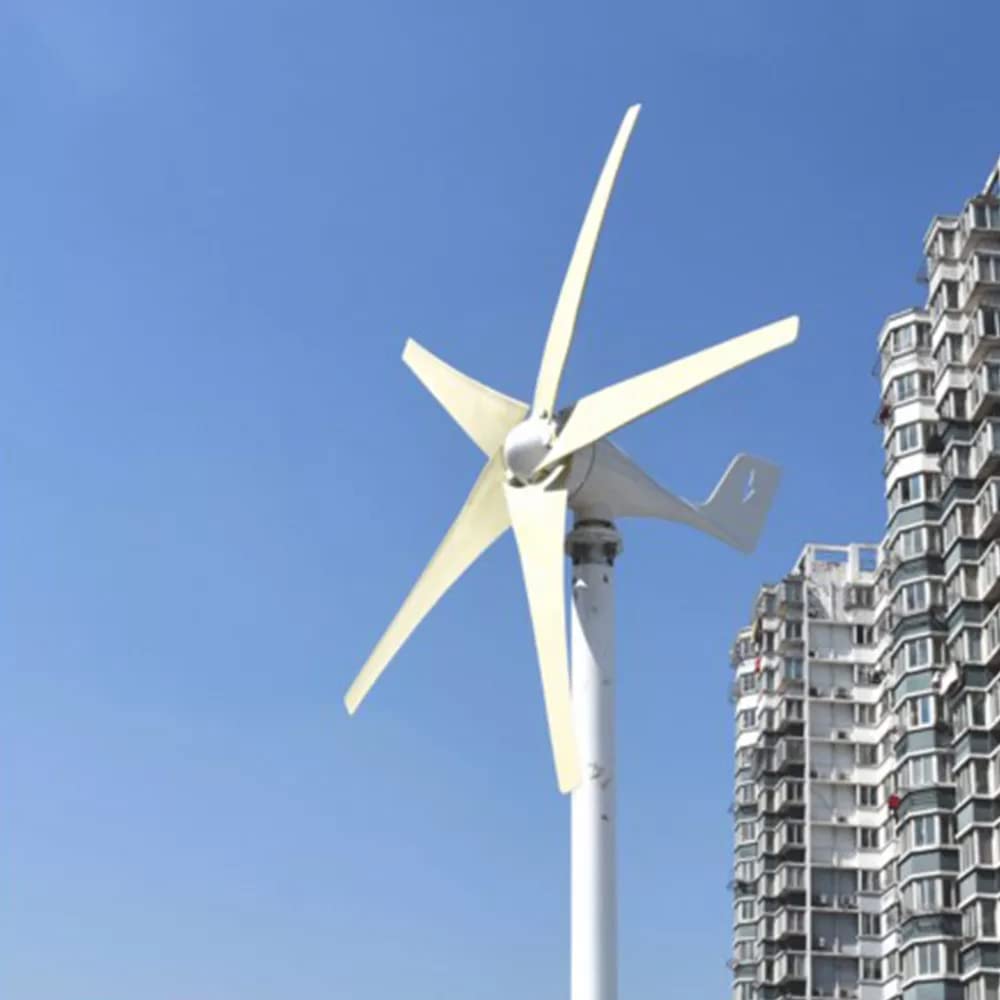 600W Windkraftanlage 12V 24V 48V Windturbine mit 5 Flügeln und kostenlosem MPPT Laderegler Horizontaler Windgenerator für Zuhause Bauernhof