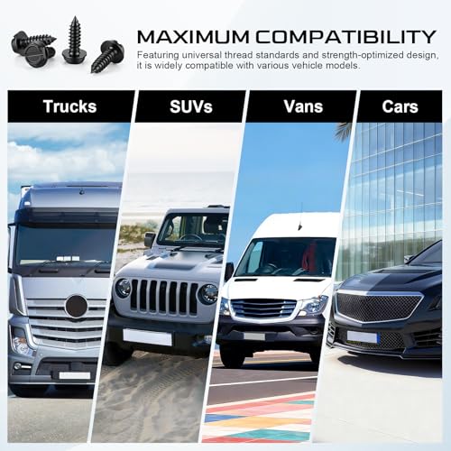 Image of LivTee Rustproof License Plate Screws for Securing License Plates Frames and Covers on Cars and Trucks, 8 Sets Premium Stainless Steel Self Tapping Mounting Bolts (Black Zinc Plated)
