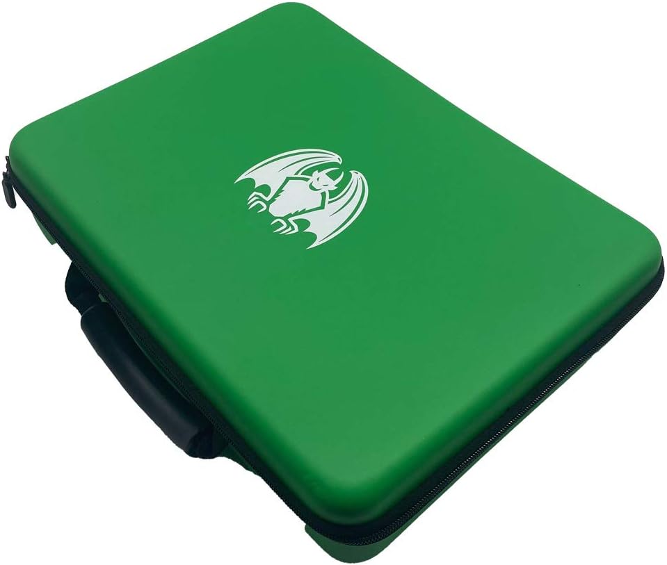 Grinning Gargoyle - Large Quality Portable Card Carry Case - MTG Deck Box for 2400 Cards in Sleeves - Trading Card Storage Box - Organise and Protect Card Box - CCG TCG Trading Card Holder (Green)