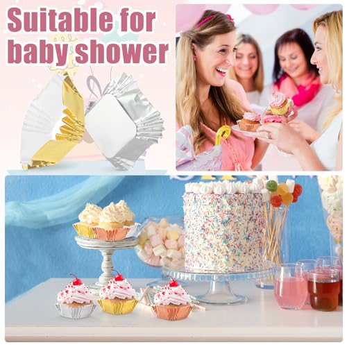 Image of Layhit 600 Pcs Square Mini Foil Cupcake Liner 1.8 inchx2.4 inch Disposable Bright