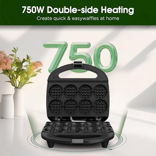 KEINVE Mini Waffle Maker for Kids, Make Bite-Sized 8 * 2
