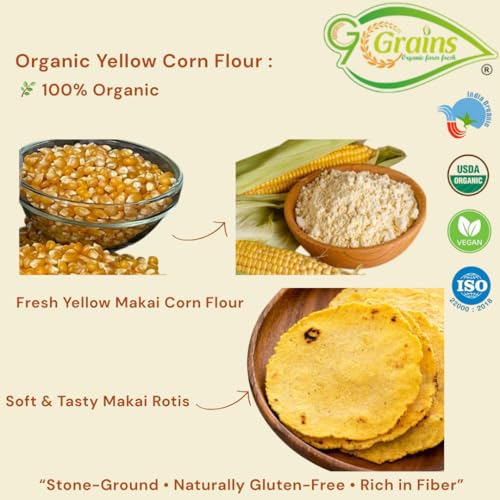 Image of Yellow Corn Flour (1kgs)| Maize Flour | Yellow Corn ka Atta | Makai ka Atta | Stone-Grinding | For Eating And Cookings |Produce of India from Organic Farms By G7 Grains