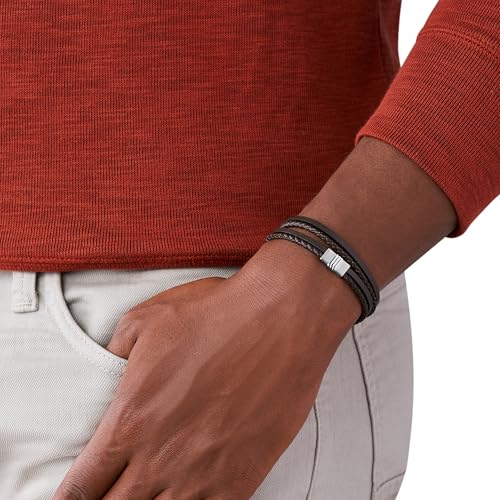 Fossil Armband Für Männer Casual Texture, Innenlänge 175mm~190mm Schwarzes Lederarmband, JF02934040 – Ansicht 2