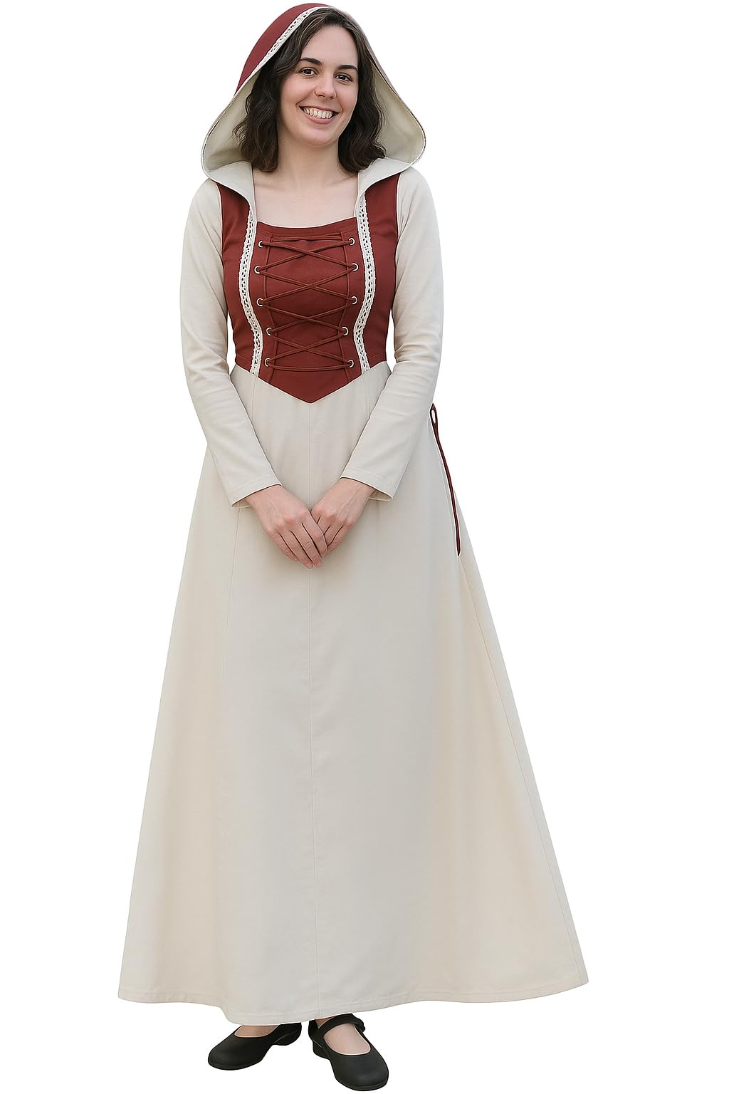 Lord of Battles Renaissance Women’s Dress - 100% Pure Cotton Fantasy Medieval Gown for Cosplay, Ren fair, LARP (Maiden Dress, XXL)