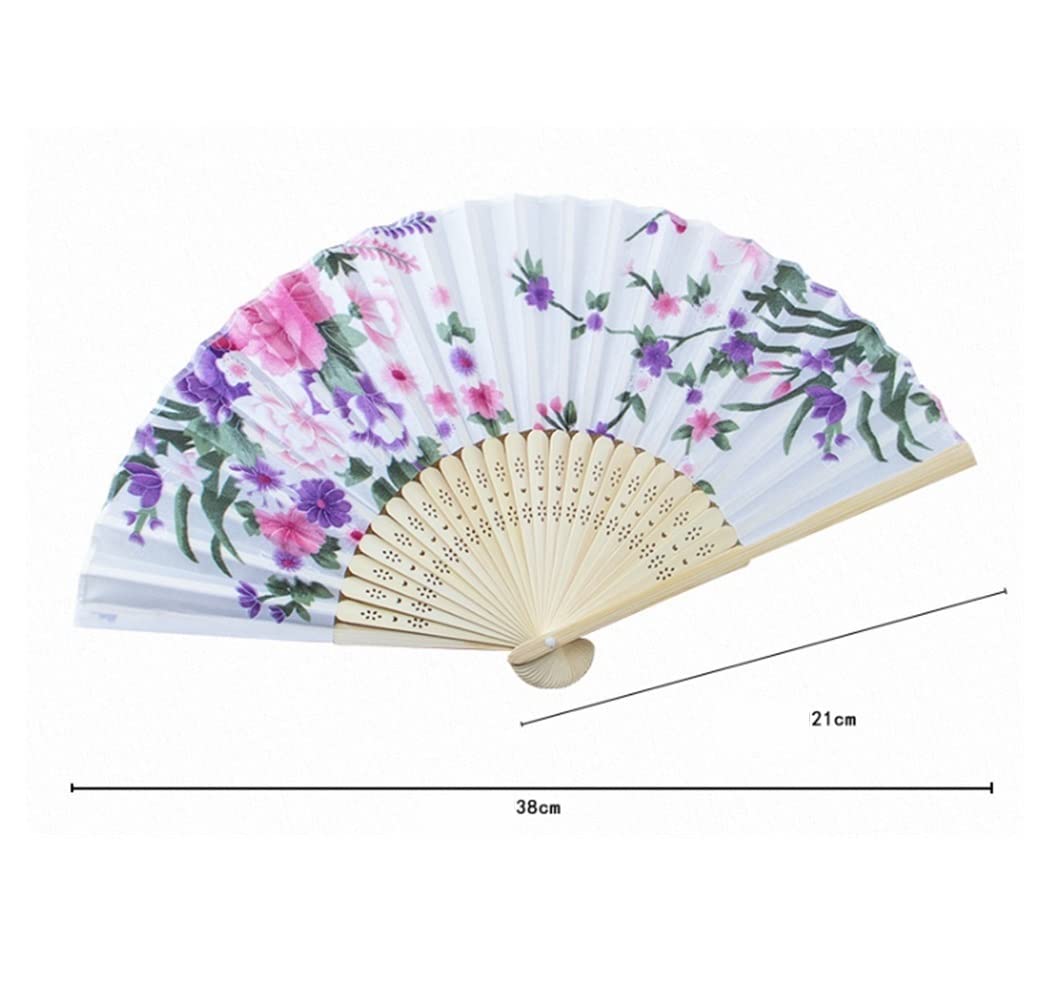 Abanico Plegable Abanico De Flores Mano Plegable Bambú Vintage Ventilador Sólido Fiesta Baile Chino para De Mano(A)