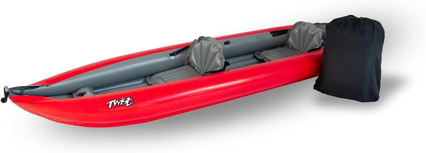 GUMOTEX Inflatable Kayak TWIST 2/1 | Unequivocally the smallest and lightest kayak in our fleet | Removable seats with adjustable backrest for comfortable and dry sitting | Easily convertible from a two-seater to a one-seater version