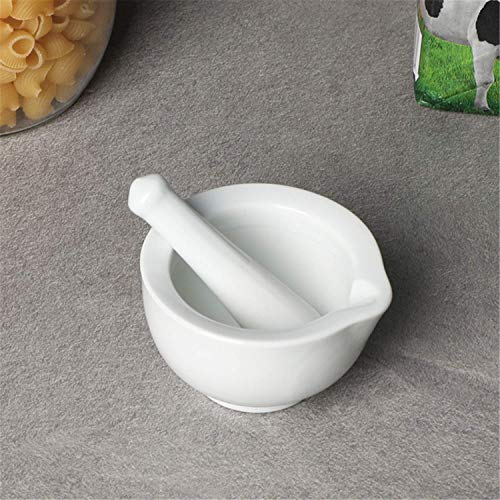 LEETOYI Porcelain Small Mortar and Pestle, Ceramic Herb Grinder Pill Crusher Set, 3.3 inch White - Image 5