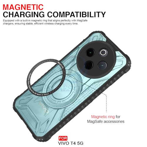 Image of AESTMO Hybrid Shockproof Back Cover Case for Vivo T4 5G / iQOO Z10 5G Compatible with MagSafe | Hard Back Case Cover for Vivo T4 5G / iQOO Z10 5G (PC & TPU, Translucent Back, Black Sides)