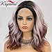 K'ryssma Short Bob Lace Front Wig Wavy Short Synthetic Wigs for Women Middle Part