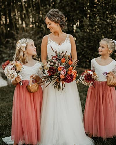 Image of Topmaker Flower Girl Dress for Toddler Baby Girls,Lace Tulle Dress for Wedding,Birthday Party,Photoshoot,Special Occasion