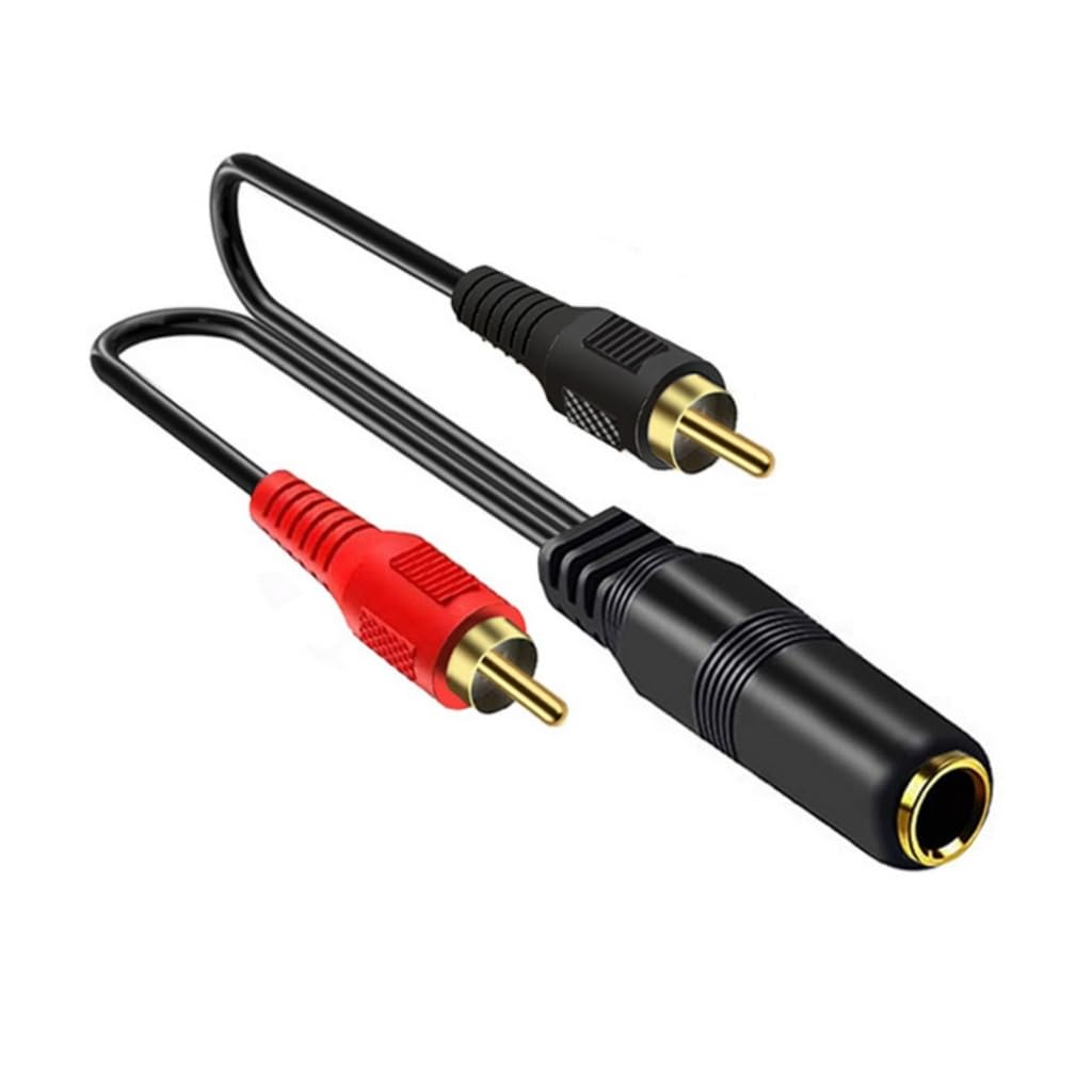 Tsophreniq 6.35mm Female to 2RCA Male Y Splitter Cable 1/4Inch to 2RCA Cord for Stereo Extension Gold Plate
