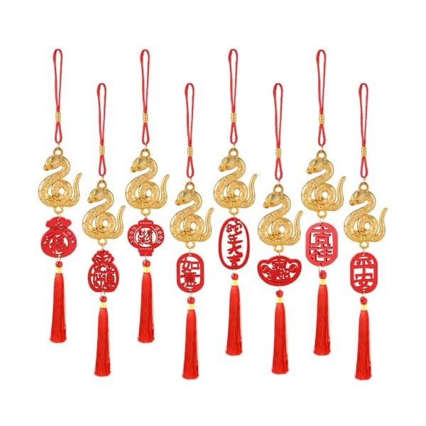   8-Pcs-Chinese-New-Year-Decor-Decorations-Lunar-New-Year-2025-Red-Tassel-Ornaments-with-Wealth-Success-Good-Luck-Hanging-Decorations-for-Gifts-Home-Car-Decor