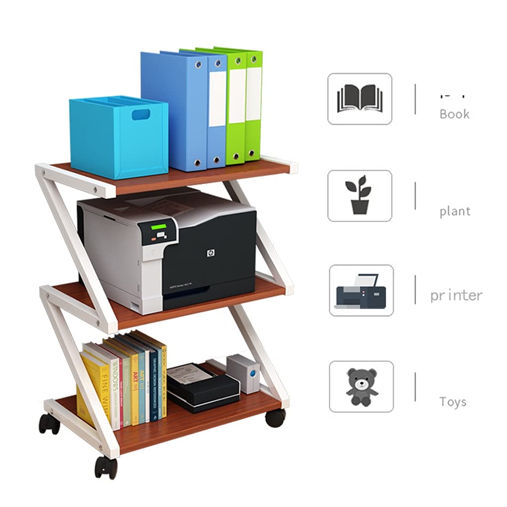 Supporti per Stampante Supporto per Stampante 3 Livelli Supporto per Stampante con ripiano Multistrato Fotocopiatrice da Pavimento Fax Scaffale per Telefono su Ruote Organizzazione Desktop per casa