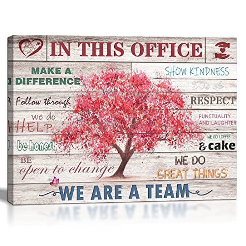 Wowgoomo Vintage Office Decor Inspirational Posters Wall Decor Rustic In This Office Inspiring Wall Art Pink Tree Picture Print On Canvas For Home Office Decoration Framed Positive Quotes Gifts 12X16Inch thumb #6
