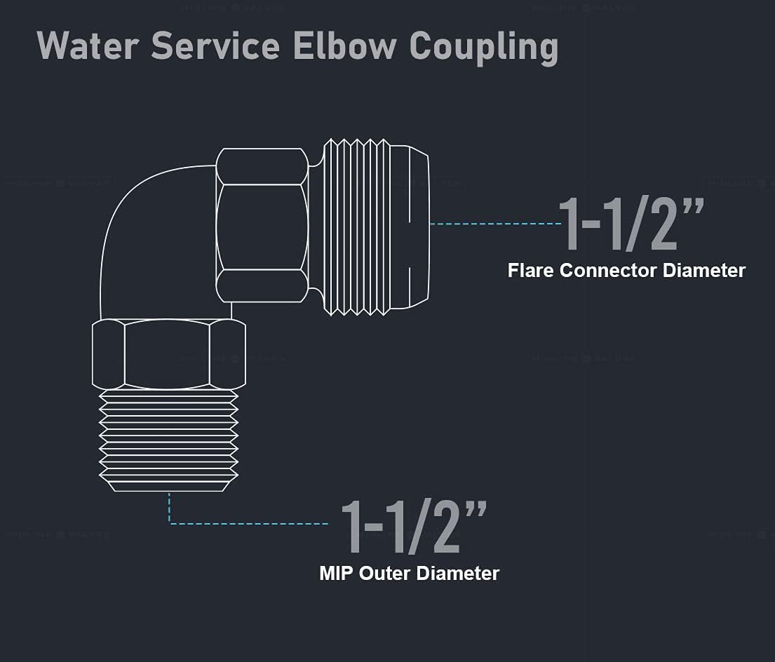 Midline Valve XT-FGN0112 Water Service Elbow 1-1/2 in. Flare x MIP Pipe Fitting Bronze, 1-1/2"