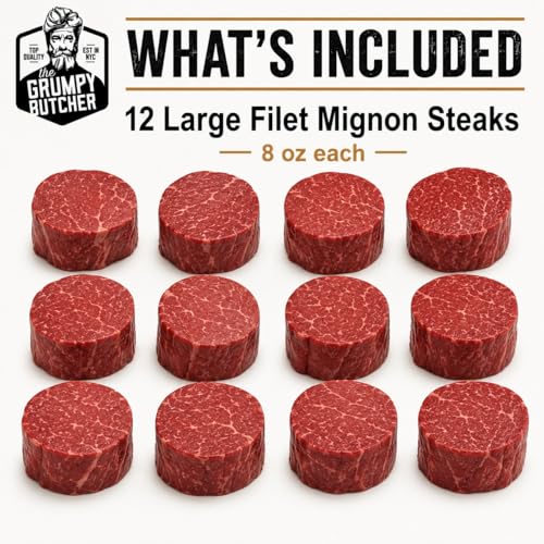 Image of Grumpy Butcher Aged Large Filet Mignon Steaks, 12 Pack, 6 lb Total