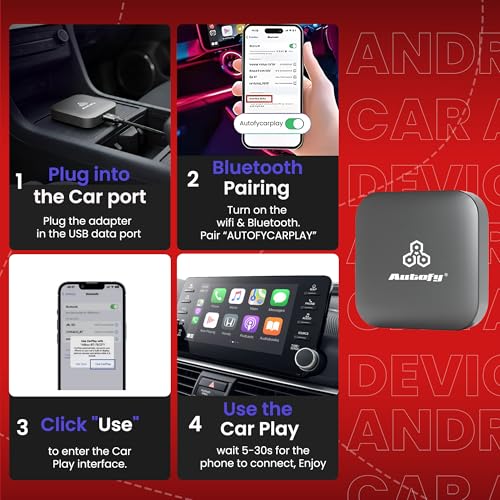Image of Autofy K713C 4GB RAM 32GB Storage with PlayStore *Download Unlimited Apps* Video Box Wireless Carplay Adapter Works Only with Cars Having Wired CarPlay Auto Reconnect Plug-Play Car Accessories