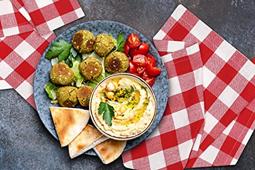 Cloth Dinner Napkin Gingham Plaid Check Fabric-18X18 Red White, Wedding Napkins, Cocktails Napkins, Fabric Napkins, Cotton Napkins, Mitered Corners & Generous Hem, Dinner Napkins Set Of 12 #TOP2