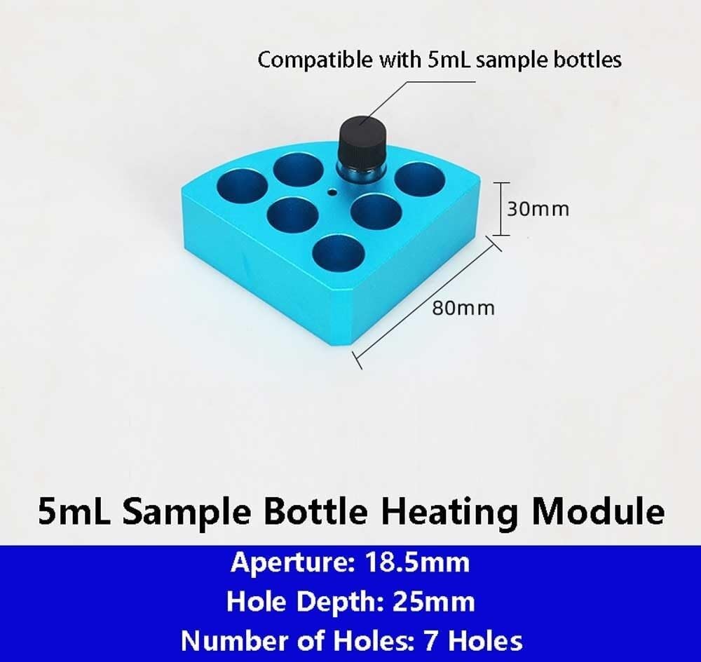 Bloque calefactor de baño seco de aluminio for botellas de muestras de laboratorio: módulo de calentamiento rápido con resistencia a altas temperaturas(5mL)