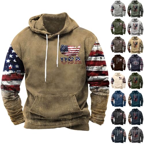 BFAFEN Usa Sweatshirt Usa Flag Sweatshirt Men Vintage 4th of July Patriotic Graphic Shirts American Flag Hoodies Fashion Camo Sweatshirts Mens Fashion