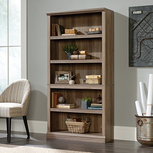 Sauder Miscellaneous Storage 5 Bookcase/Book Shelf, L: 35.28" x W: 13.23" x H: 69.76, Salt Oak - Image 4