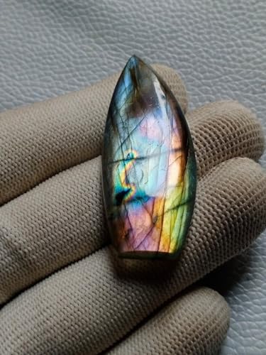 Labradorite naturelle 50x19x5mm plate : finis les cabochons instables - 2