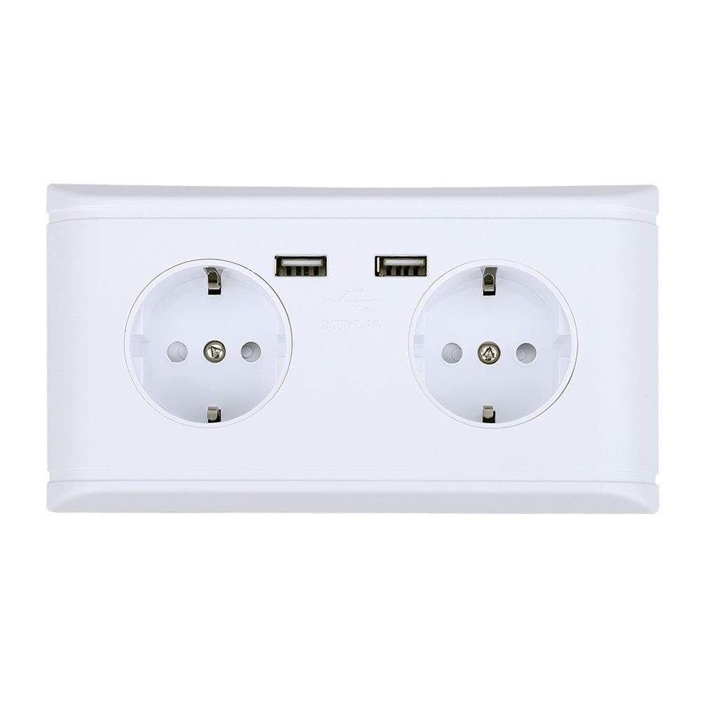 Prise Murale Double USB + Prise Électrique - Multifonction, Charge Rapide - Neuf